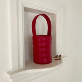 Sac Bucket Mini Matelassé en cuir végan Rouge